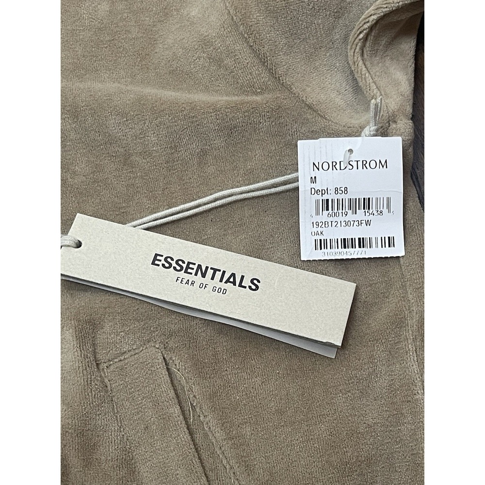 Fear of God Essentials Half Zip Velour Pullover Sweatshirt Oak Oversized NWT - Picture 7 of 8